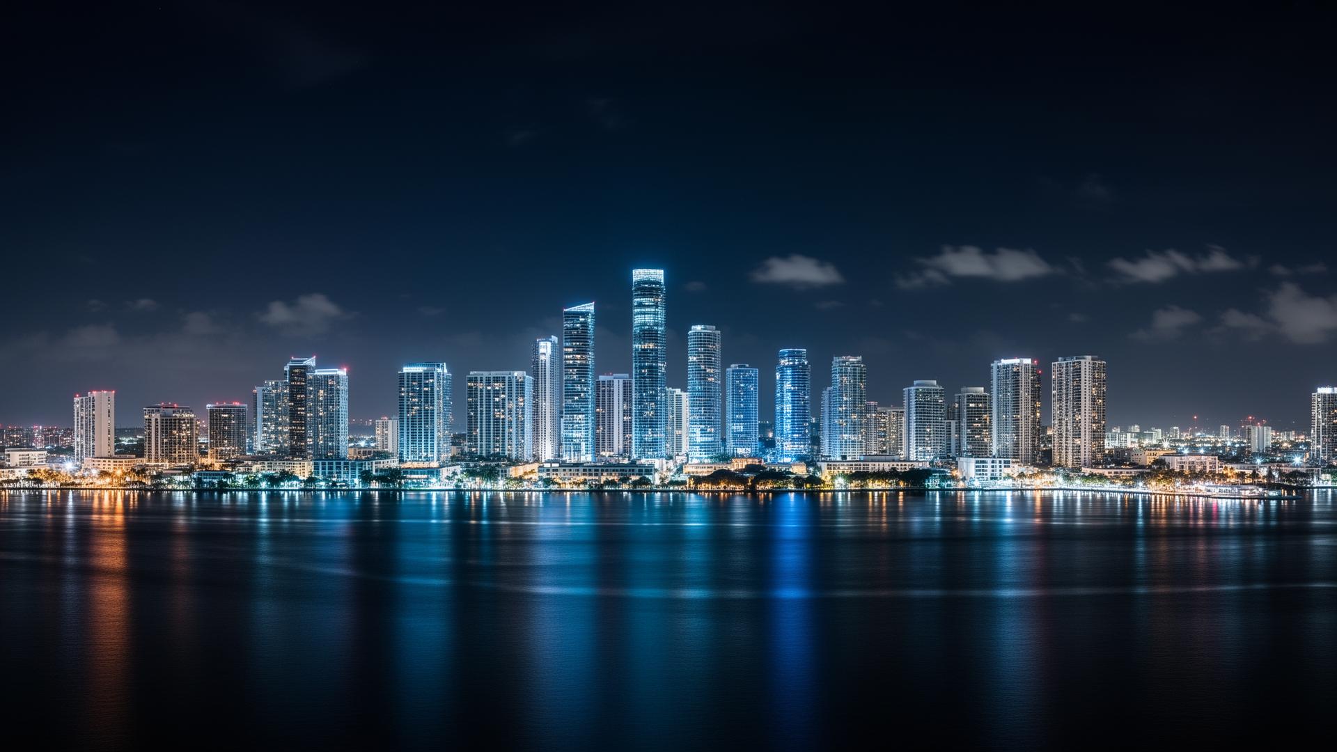 Miami skyline at night